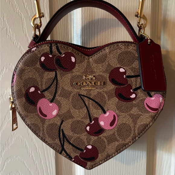 Coach Heart-Shaped Bag with Cherry Print - Picture 1 of 9
